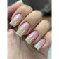 Tres Jolie gel nail polish with strong base coat, shown in a clear bottle with a brush applicator and vibrant nail color.