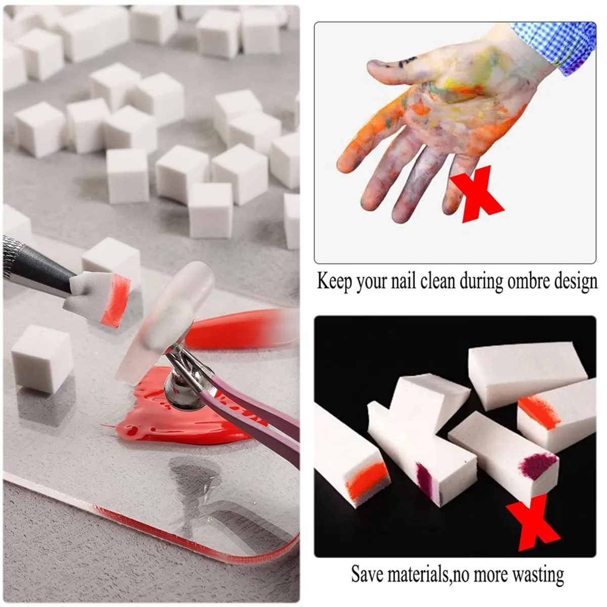 UNS 100Pcs Nail Art Soft Sponge Stamp Tools - Universal Nail Supplies