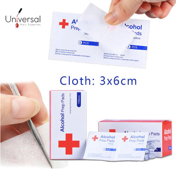 UNS Alcohol Prep Pads, 100 Pads per Box White 6cm x 6cm - Universal Nail Supplies