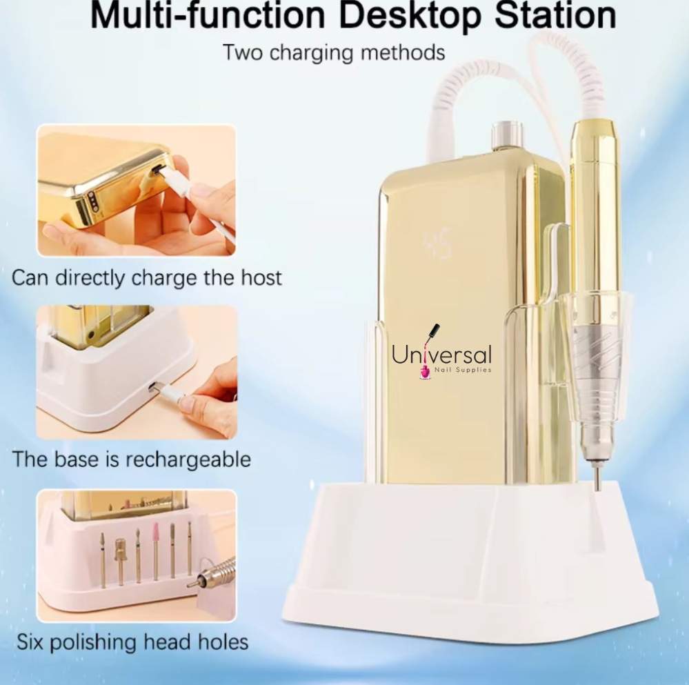 UNS high-quality gold nail drill machine with ergonomic design and adjustable settings for professional nail care.