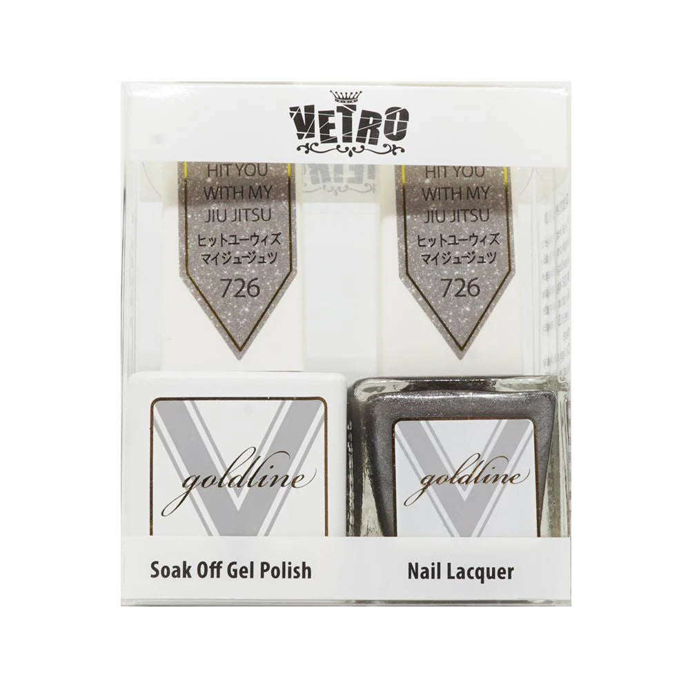 Vetro Goldline Gel + Matching Lacquer - Hit You With My Jiu Jitsa #726 - Universal Nail Supplies