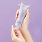 Voesh vegan lavender body lotion in a 3oz tube, featuring a clear design and lavender scent for nourishing skin.