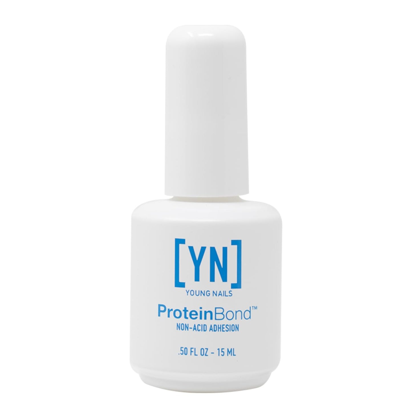 Young Nails Protein Bond nail primer in 0.5 oz bottle, used for strong nail polish adhesion and nail prep.